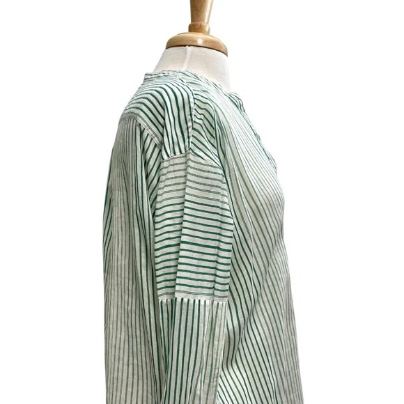 VINCE Silk Blend Split-Neck Stripe Tunic Blouse Green White size Medium - Picture 6 of 10